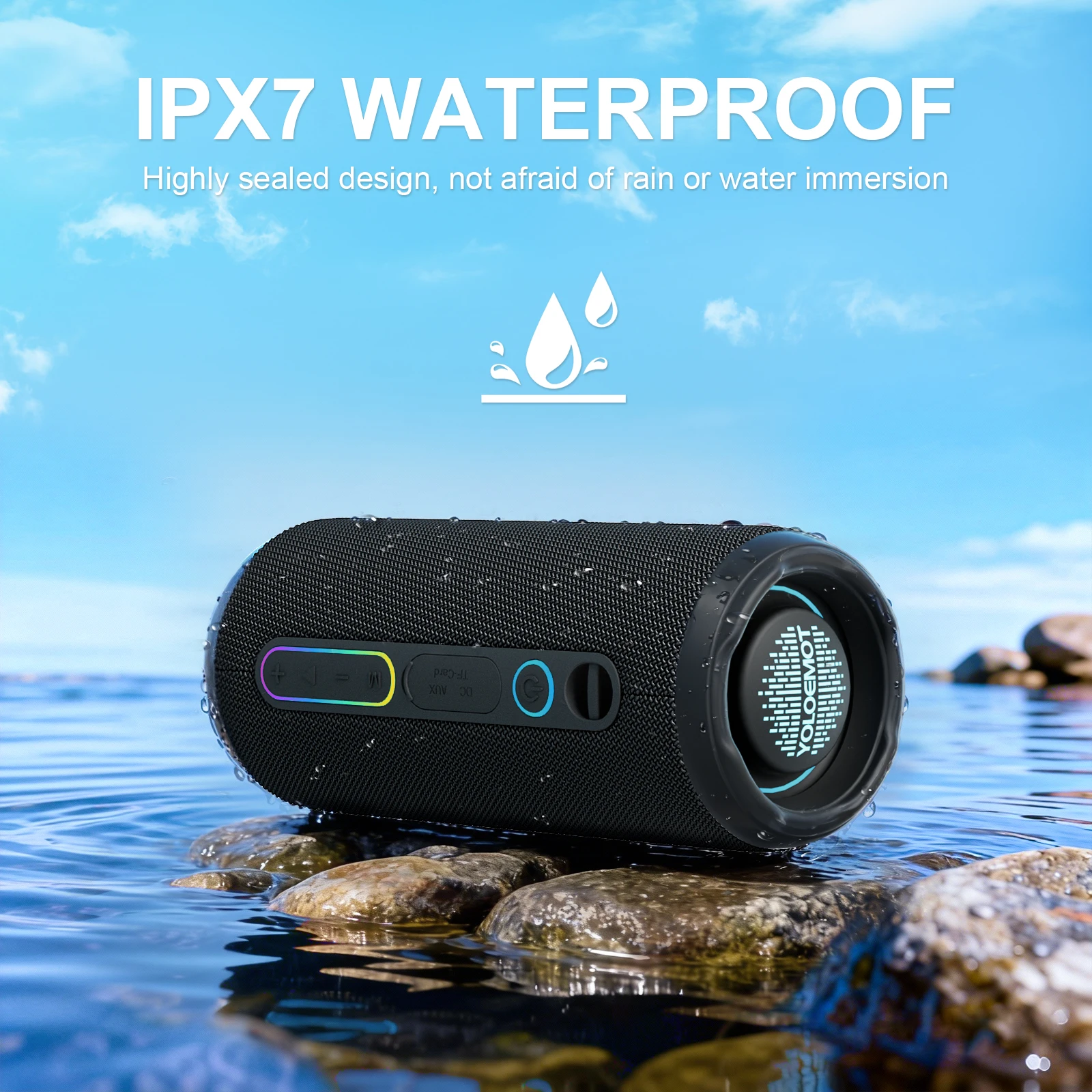 Portable Bluetooth Speaker Waterproof Ipx7 - YOLOEMOT T13 Bluetooth Speakers 24W Deep