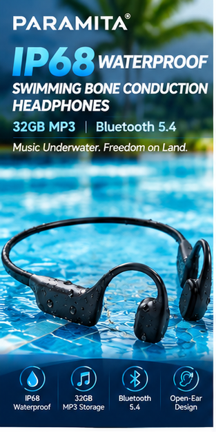 IP68 Waterproof Swimming Bone  - огляд і ціна Bone Conduction Running Headphones