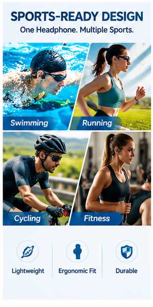 IP68 Waterproof Swimming Bone  - огляд і ціна Bone Conduction Running Headphones