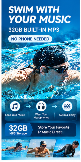 IP68 Waterproof Swimming Bone  - огляд і ціна Bone Conduction Running Headphones